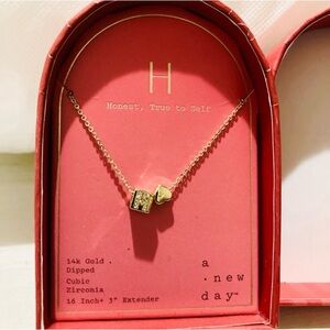 A New Day Gold Heart and Initial H  Necklace